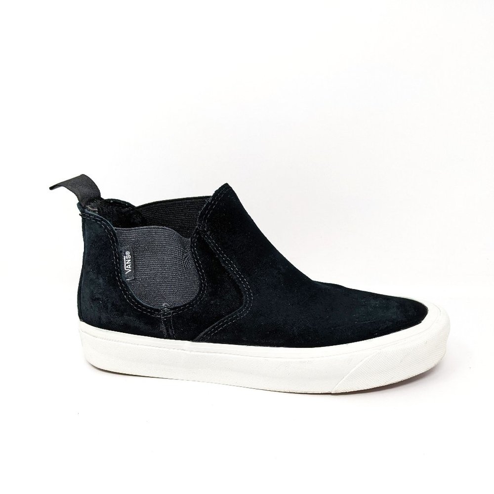 Vans Black and White Slip-On Sneakers with Chelsea Boot Style